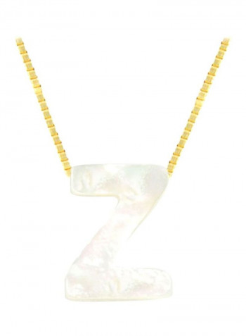 18K Gold Z Letter Mother Of Pearl Pendant Necklace