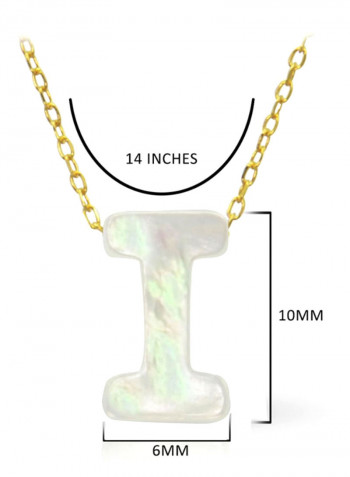 18 Karat Gold I Letter Mother Of Pearl Pendant Necklace