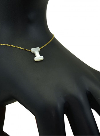 18 Karat Gold I Letter Mother Of Pearl Pendant Necklace