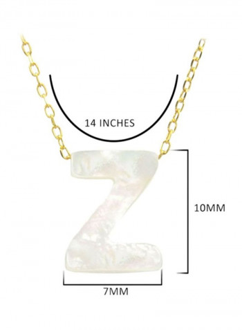 18 Karat Gold Letter Z Mother Of Pearl Pendant Necklace