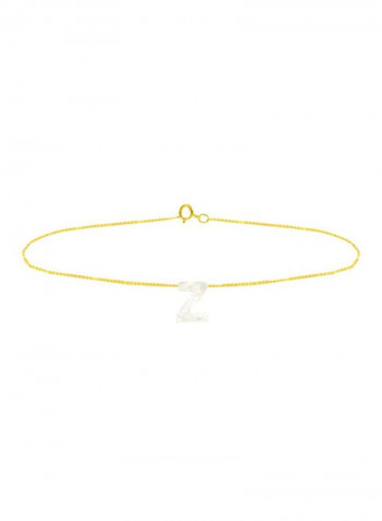 18 Karat Gold With Letter Z Mother Of Pearl Bracelet