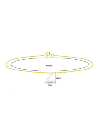 18 Karat Gold With Letter Z Mother Of Pearl Bracelet