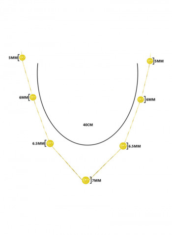 18 Karat Solid Gold 5-7 mm Gradual Built In Pearls Chain Necklace