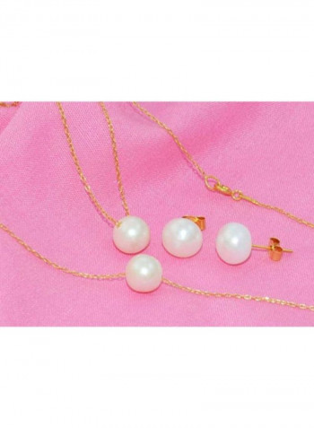 4-Piece 10 Karat Gold Pearl Jewellery Set
