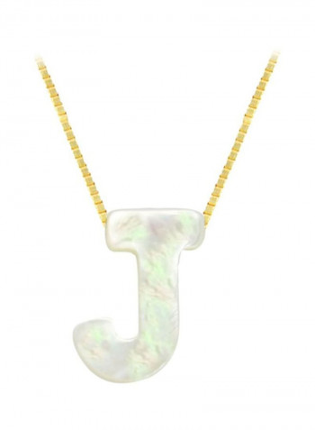 18 Karat Gold Pearl Studded Letter J Pendant Necklace