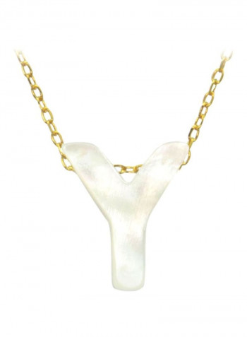 18K Gold Y Letter Mother Of Pearl Necklace