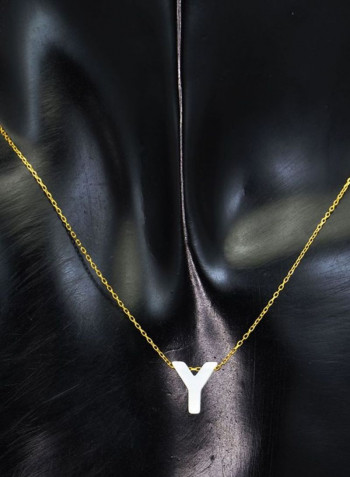 18K Gold Y Letter Mother Of Pearl Necklace