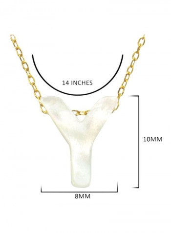 18K Gold Y Letter Mother Of Pearl Necklace