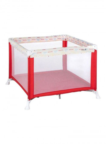 Foldable Lines Baby Circus Playpen - Red/White