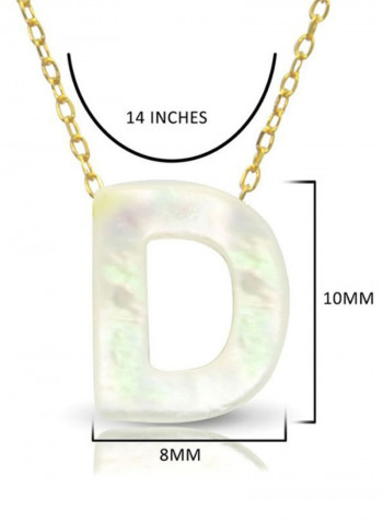 18 Karat Gold D Letter Mother Of Pearl Pendant Necklace