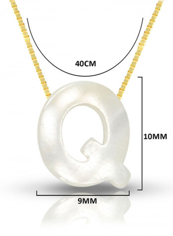18 Karat Gold Q Letter Mother Of Pearl Pendant Necklace