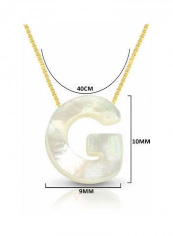 18 Karat Gold Letter G Mother Of Pearl Pendant Necklace