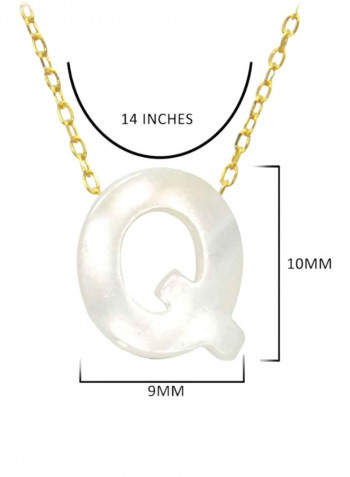 18 Karat Gold Q Letter Mother Of Pearl Pendant Necklace