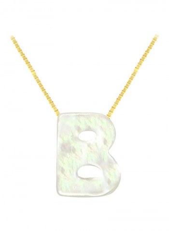 18 Karat Gold B Letter Mother Of Pearl Pendant