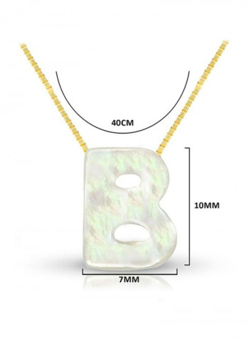 18 Karat Gold B Letter Mother Of Pearl Pendant