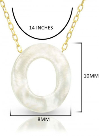 18 Karat Gold O Letter Mother Of Pearl Pendant Necklace