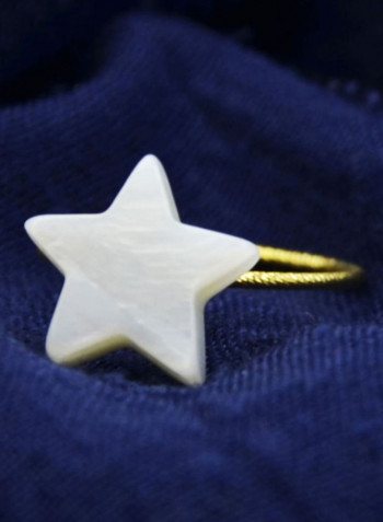 18 Karat Gold Star Design Mother Of Pearl Ring