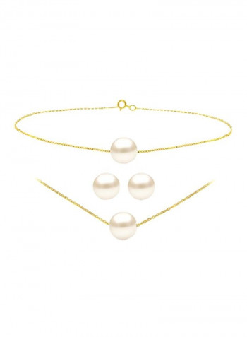 4-Piece 10 Karat Gold Pearl Jewellery Set