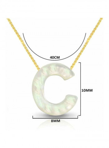 18 Karat Gold Letter C Mother Of Pearl Pendant Necklace