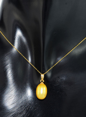 18K Gold Pearl Pendant With 10K Gold Chain