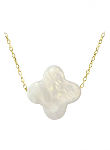 18 Karat Gold Plum Mother Of Pearl Pendant Necklace