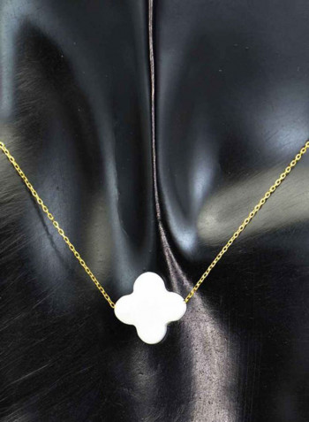 18 Karat Gold Plum Mother Of Pearl Pendant Necklace