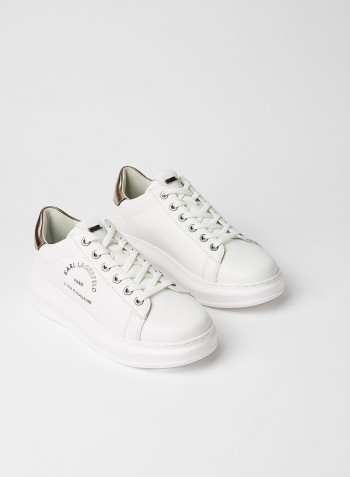 Maison Karl Logo Printed Low Top Sneaker White/Silver