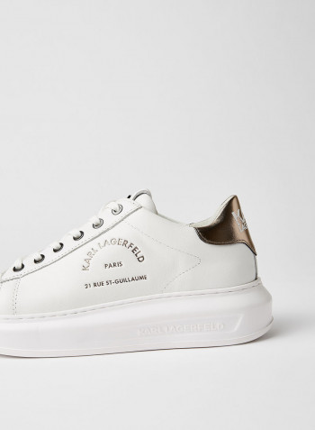 Maison Karl Logo Printed Low Top Sneaker White/Silver