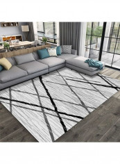 Geometric Pattern Carpet Grey/Black/White 80x180cm