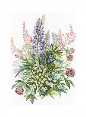Clover And Lupines Counted Cross Stitch Kit Green/Pink/Purple