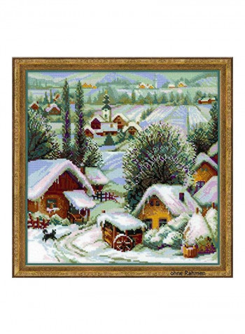 Serbian Village Counted Cross Stitch Kit White/Green/Brown