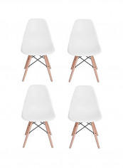 4-Piece Dining Chair Set White/Beige