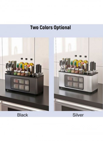 Spice Storage Rack Silver/Black/Clear 47x22.50x27cm