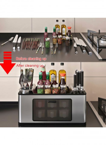 Spice Storage Rack Silver/Black/Clear 47x22.50x27cm