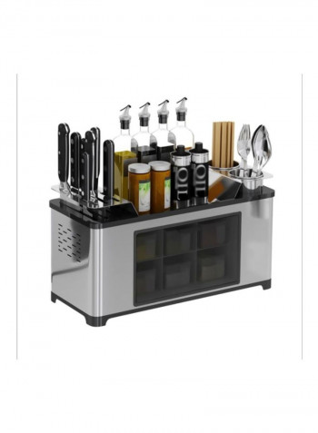 Spice Storage Rack Silver/Black/Clear 47x22.50x27cm