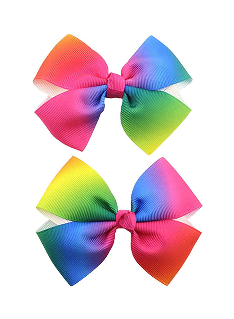 2-Piece Rainbow Hair Bow with Clip Set Multicolour One Size