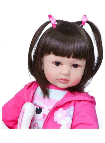 Reborn Baby Doll With Pink Owl Outfit And Rabbit Toy 24inch