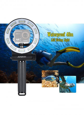 30 LED Waterproof Diving Fill Light 17.3x14.5x1.7cm White/Black