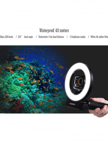 30 LED Waterproof Diving Fill Light 17.3x14.5x1.7cm White/Black