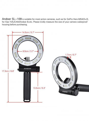 30 LED Waterproof Diving Fill Light 17.3x14.5x1.7cm White/Black