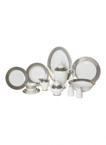 49-Piece Ceramic Dinner Set White/Silver/Gold