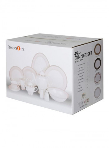 49-Piece Ceramic Dinner Set White/Silver/Gold