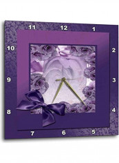 Purple Rose Frame With Bow-Wall Clock Purple 15 X 15inch