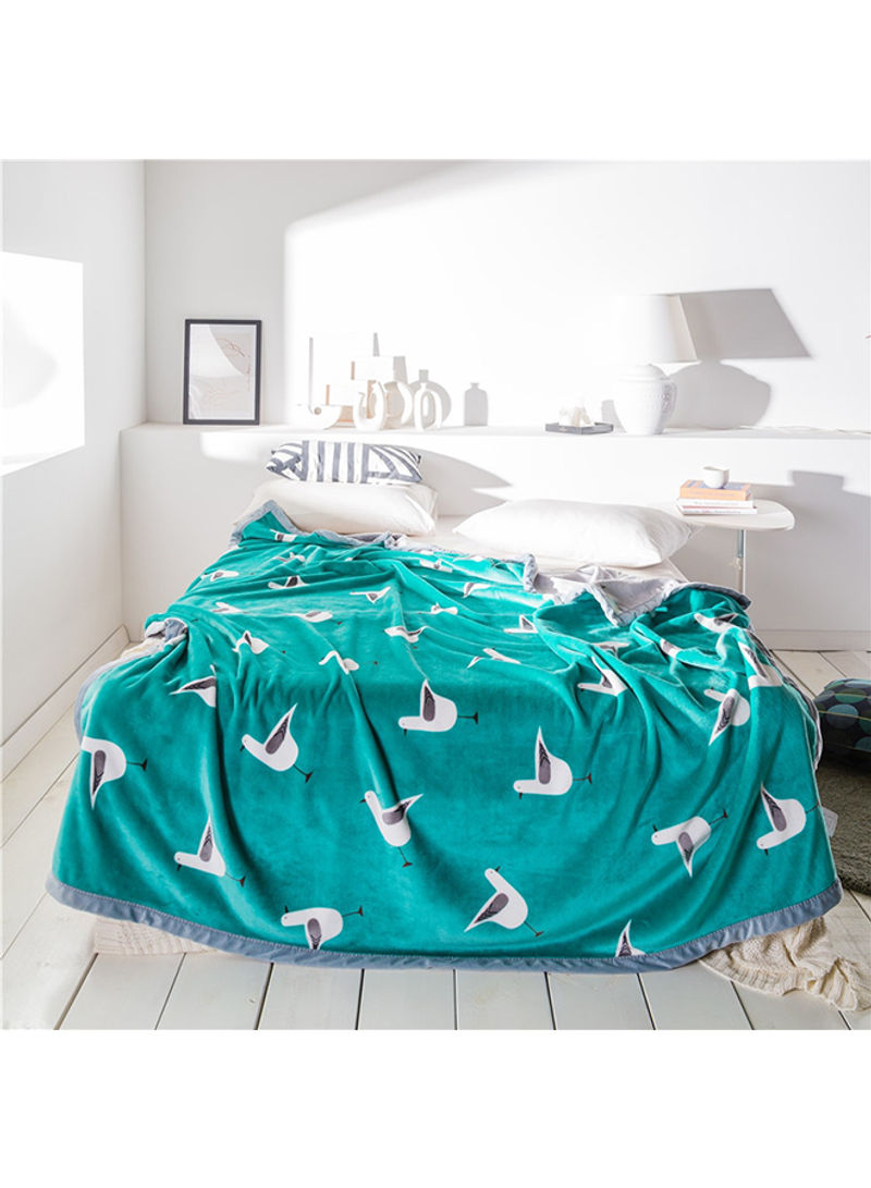Duck Print Lovely Blanket Cotton Green 200x230centimeter