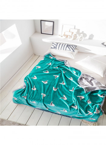 Duck Print Lovely Blanket Cotton Green 200x230centimeter