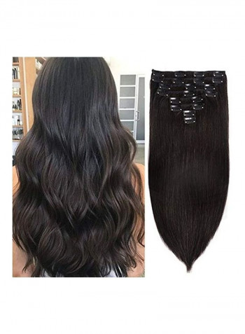 Pack Of 8 20-Clip Brazilian Straight Double Weft Clip-In Hair Extensions Black 16inch