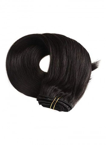 Pack Of 8 20-Clip Brazilian Straight Double Weft Clip-In Hair Extensions Black 16inch