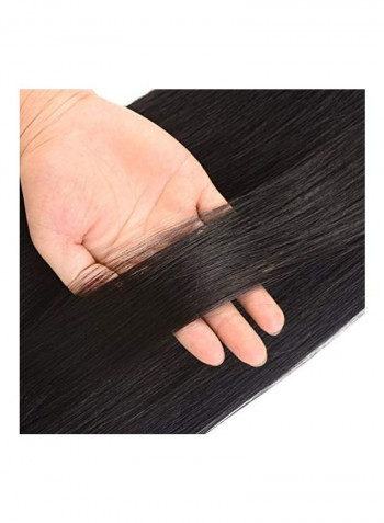 Pack Of 8 20-Clip Brazilian Straight Double Weft Clip-In Hair Extensions Black 16inch