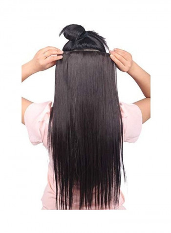 Pack Of 8 20-Clip Brazilian Straight Double Weft Clip-In Hair Extensions Black 16inch