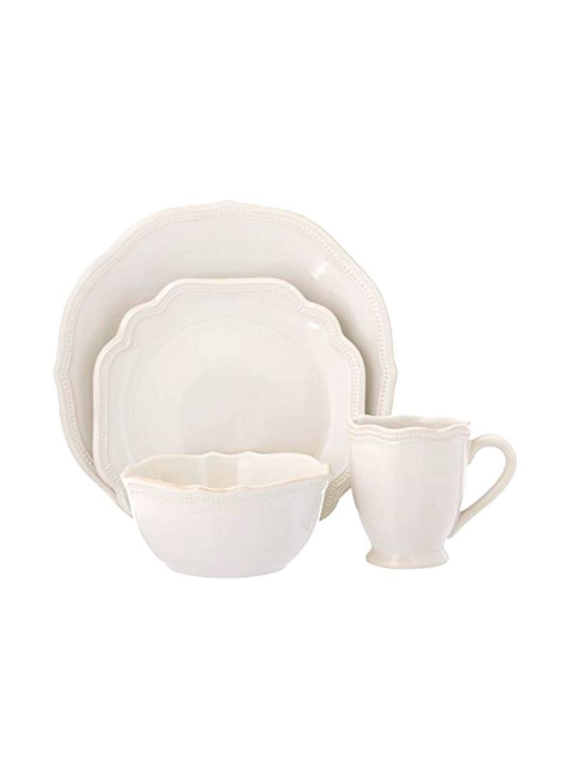 4-Piece French Perle Bead Dinner Set White